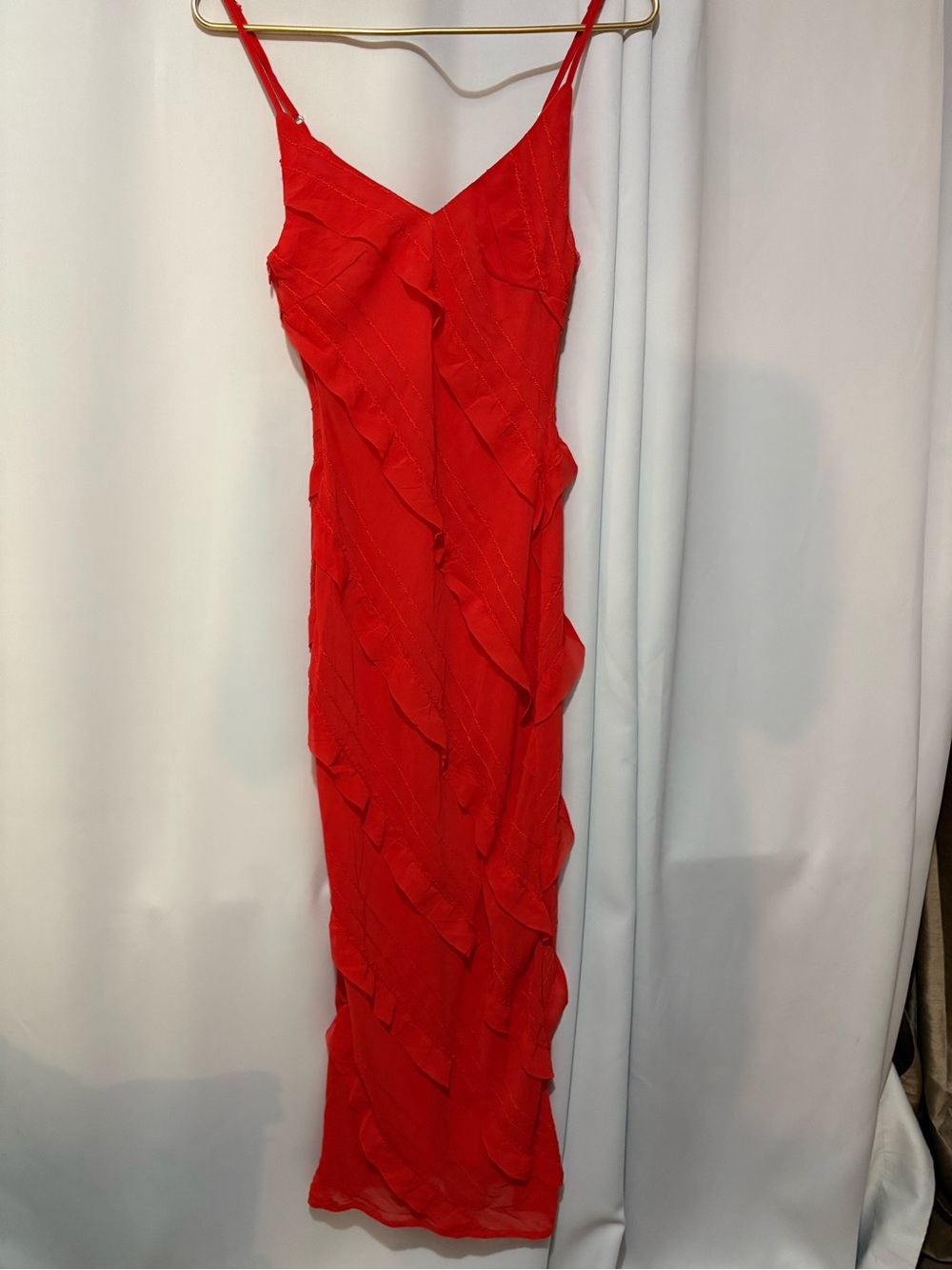 Princess Polly Red Ruffle Maxi Slip Dress